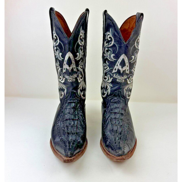 Admirable Boots Mens Sz 9 Black Leather Snip-Toe Western Cowboy Boots main image 12